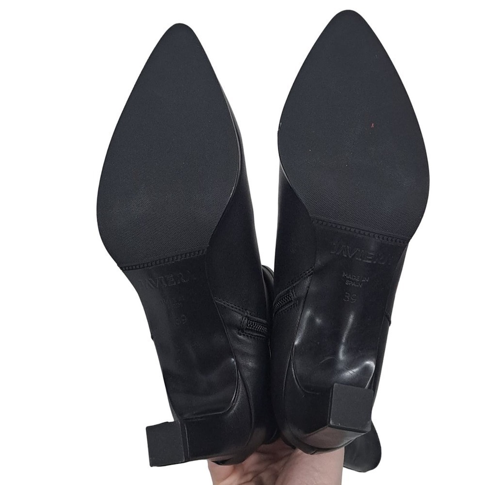New Javiera Spain Black leather boot size 9 High Heel - Picture 5 of 9
